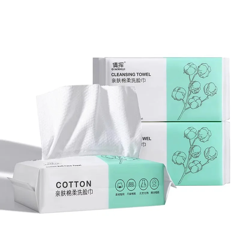 Salviette per il viso ispessite usa e getta Salviette detergenti per il viso stile estraibile Salviette morbide in cotone Salviette per il viso per neonati e per la casa