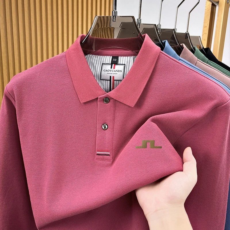 100% Baumwolle Herren Langarm-Poloshirt mit Kragen und Knöpfen, Exquisitem Musterdruck, Neues Herbst-Poloshirt, Business Casual Herrenbekleidung – Detail 19