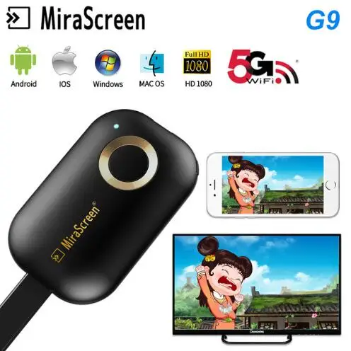 Original Mirascreen G9 Plus Wireless TV Stick Miracast Airplay Mirror Screen Mirroring EzMira Cast 5G 4K 1080P For Iphone PC TV