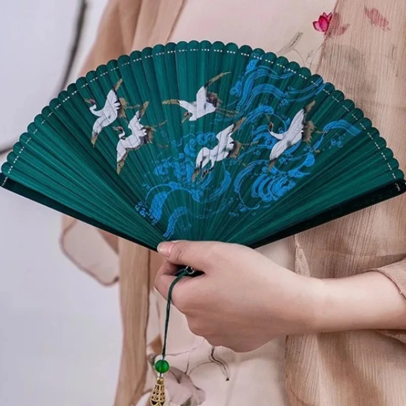 Japanese Classical Folding Fan Chinese Retro Style Small and Exquisite Hanfu Dance Fan Portable Easy To Open and Close