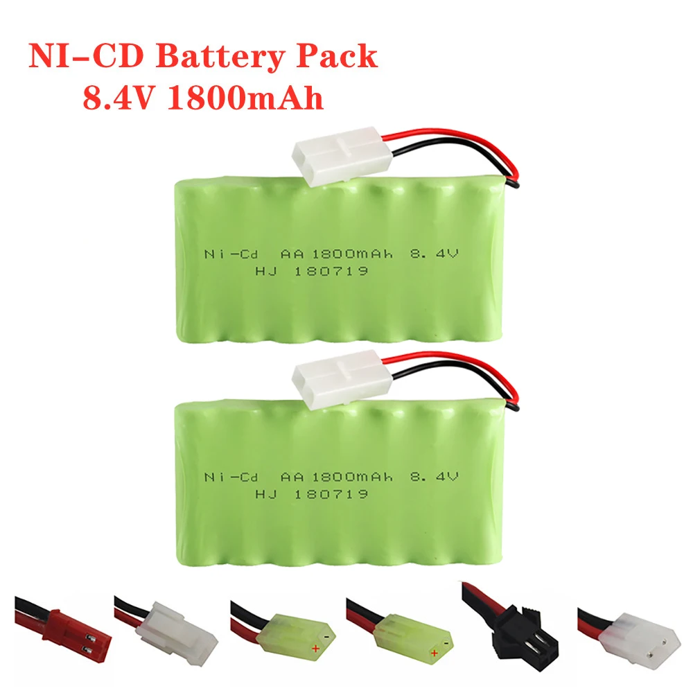 8.4v 1800mah Ni-Cd Battery For Rc Toy Car Boat Gun Trucks Trains Tank Rc Toy Model Battery Aa Ni-Cd 8.4v Batteries Pack 2PCS/Lot