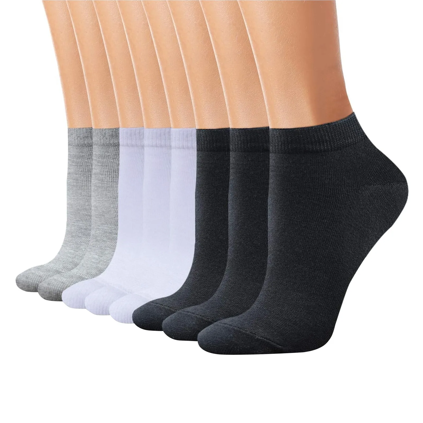 8 Pairs Low Cut Men Socks Solid Color Black White Breathable Cotton Socks Male Sport Short Socks Business Women Men