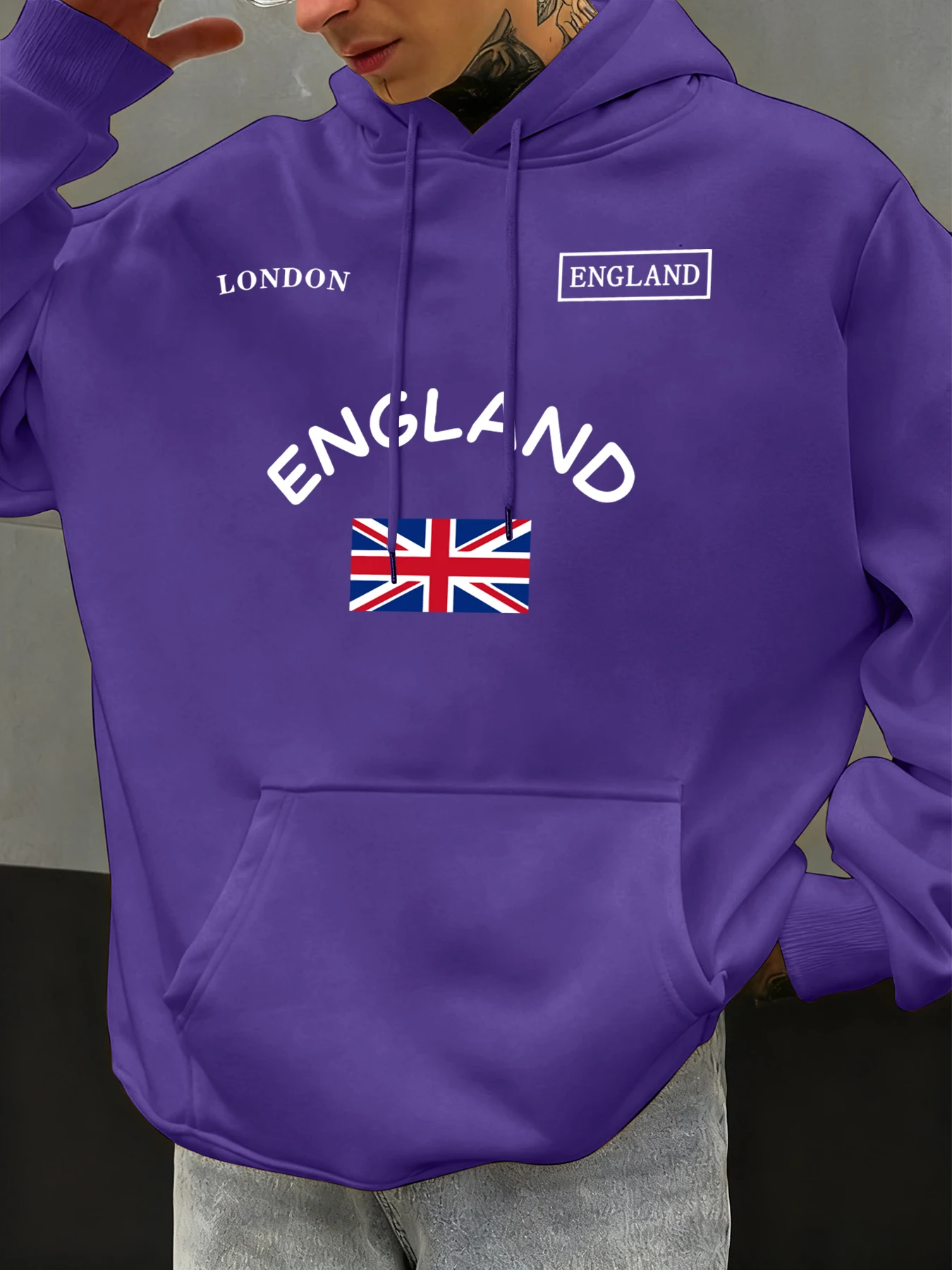 لندن إنجلترا الاتحاد تصميم الرجال هوديي الخريف الملابس كبيرة الحجم جيب الهيب هوب البلوز الصوف ملابس رياضية عصرية غير رسمية