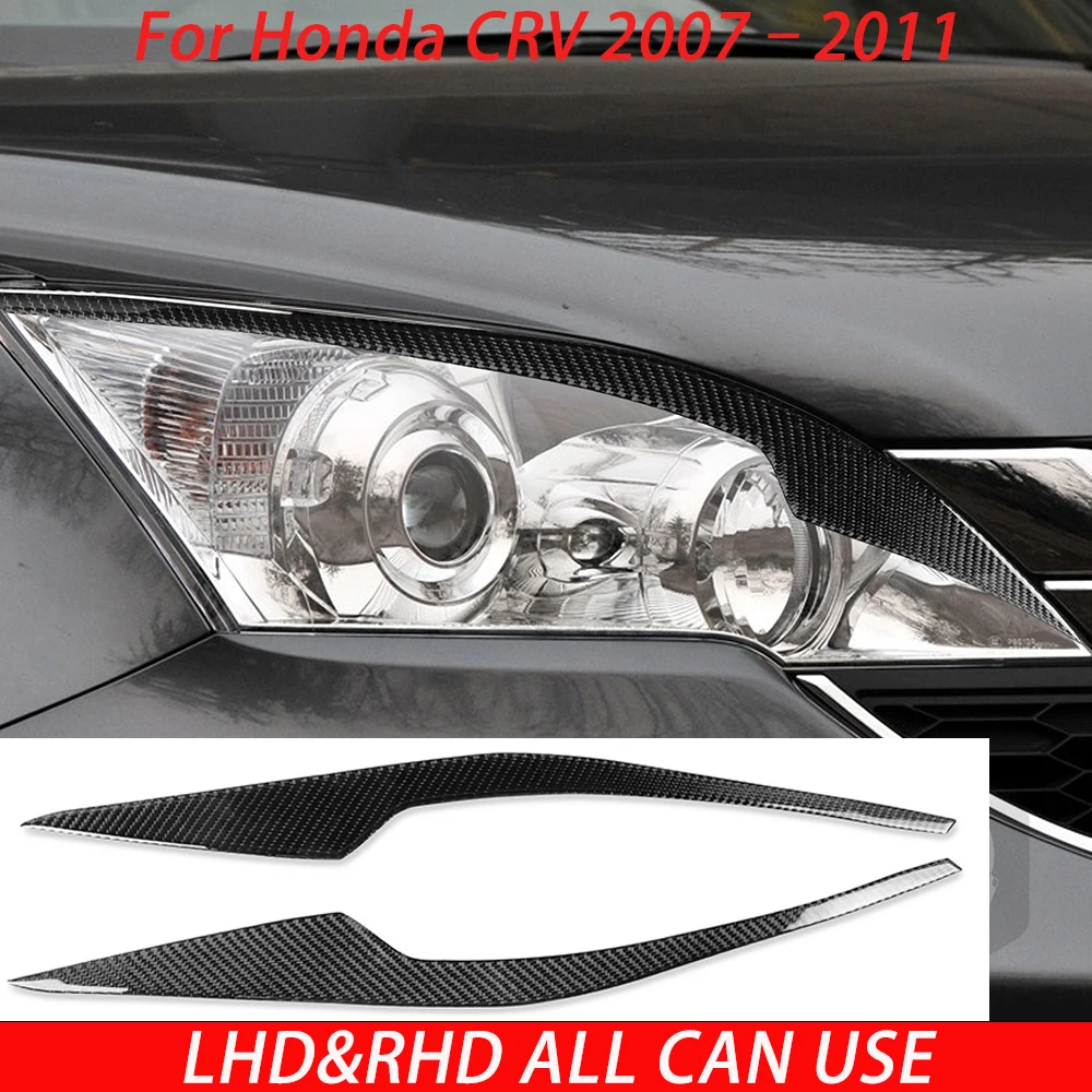 For Honda CRV 2007–2011 Carbon Fiber Front Headlight Eyelid Eyebrow Cover Decorative Car Accessories Modification Gift Sticker