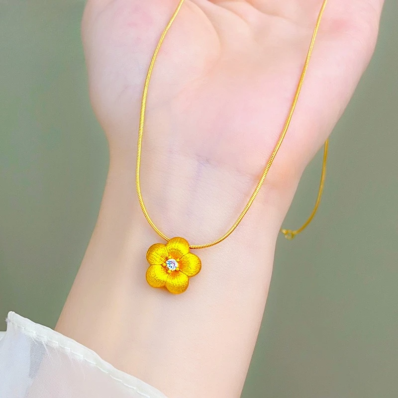 

Fashion Kt14 Gold Color Zircon Flower Pendant Beads for Women's Necklace Chain Wedding Birthday Jewelry Accessories Gifts