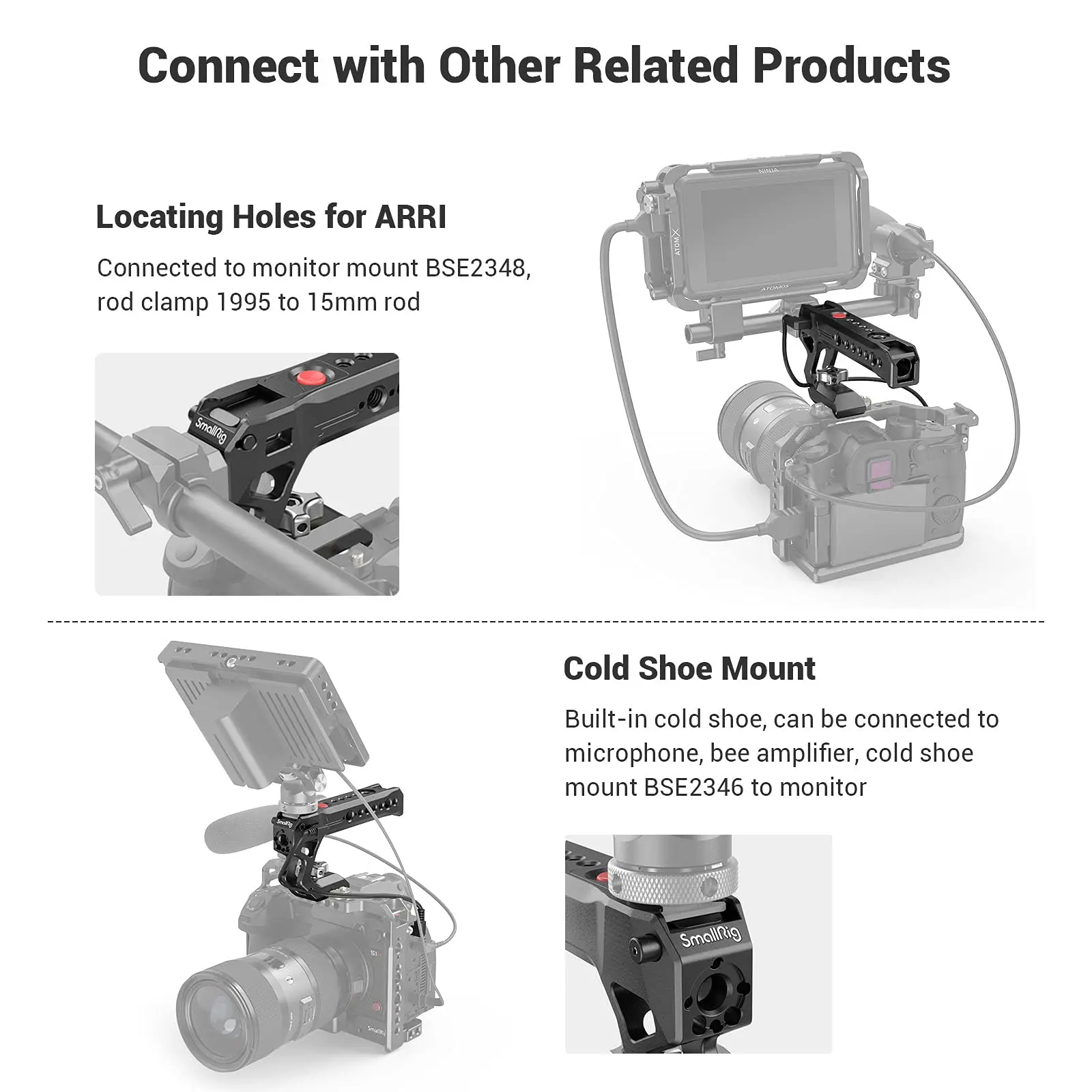 SmallRig NATO Rail Top Handle For SONY for Panasonic for FUJIFILM for Z CAM Cameras with Record Start/Stop Remote Trigger -3322