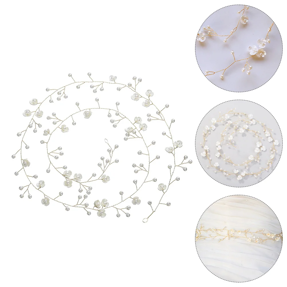 

Bride Zinc Alloy Wedding Belt Pearl Flower Chain Bridal Waist Sash Elegant Bride Accessory Wedding Belt Bridal Sash