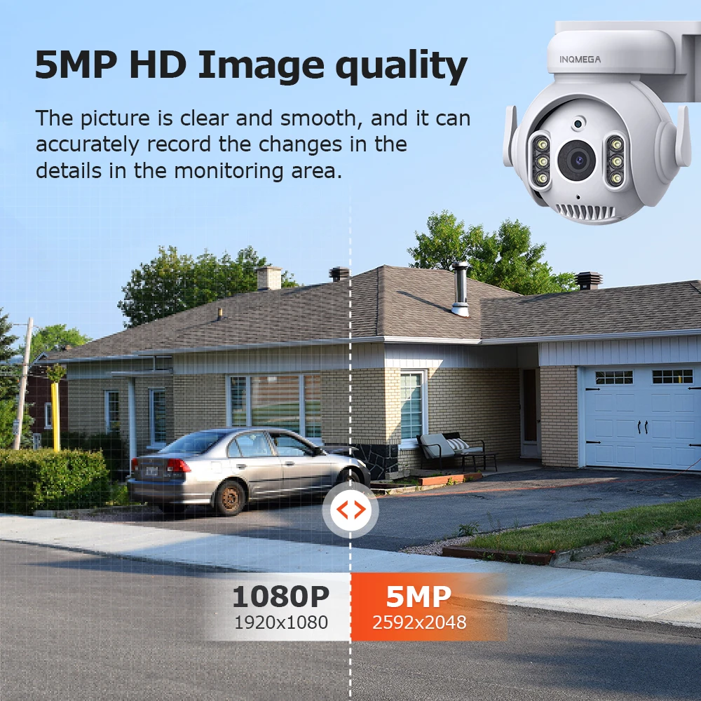 INQMEGA Tuya 5MP WIFI Network Camera Intelligent Pan Tilt Color Night Vision Outdoor Security Monitoring Camera MINI