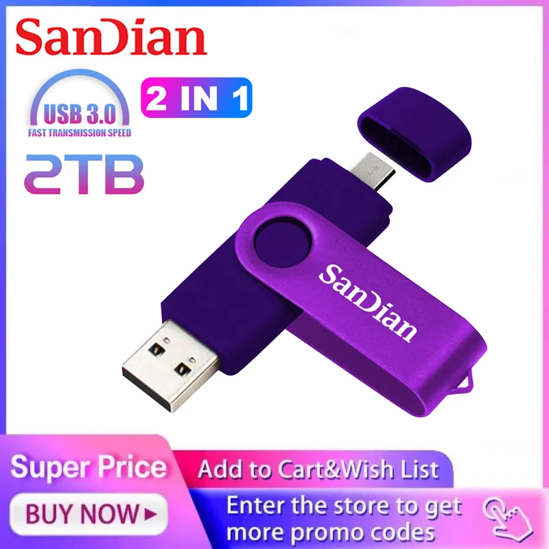 2TB U Drive USB 3.0 1TB 512GB 256GB Type-C High Speed Pen Drive Metal Waterproof USB Flash Drives Storage Memoria USB Stick