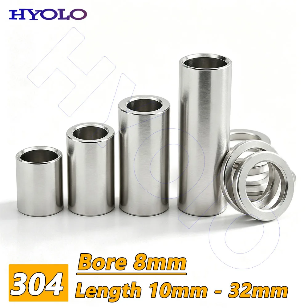 M8 304 Stainless Steel Unthreaded Hollow Standoff Spacer Isolation Column Bushing Multiple Lengths (10–32mm) for DIY PCB Mountin