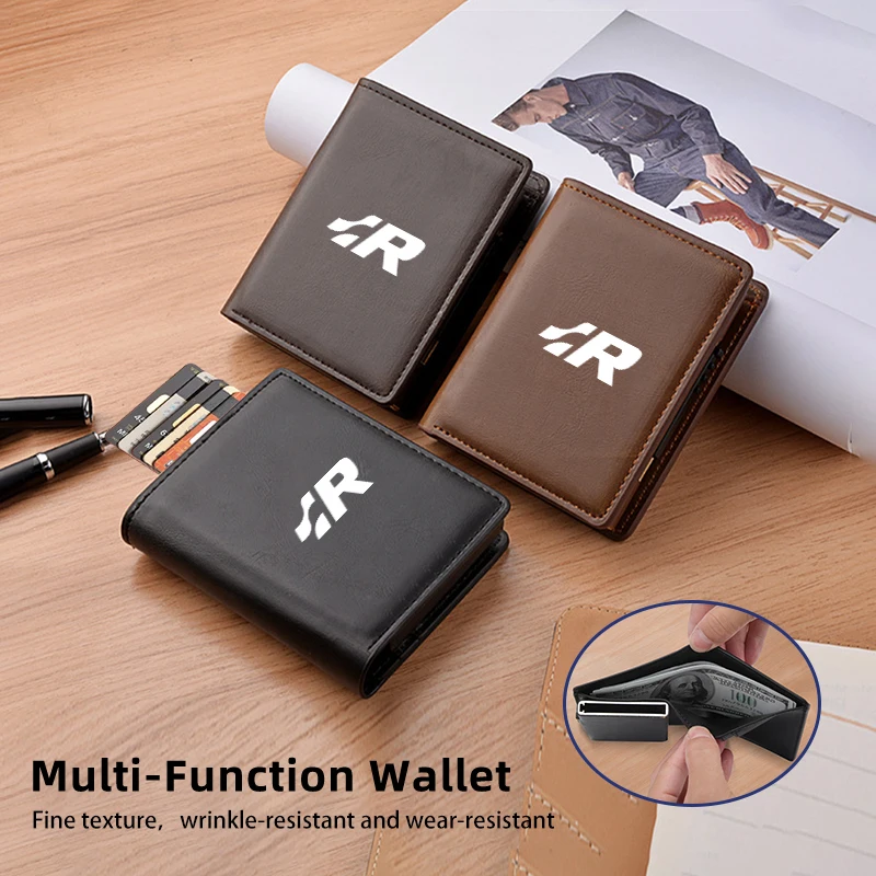 Car Men's Wallet Leather Pop-Up Card Holder Coin Purse Accessories For VW Scirocco Jetta Beetle Golf Passat Polo Tigu