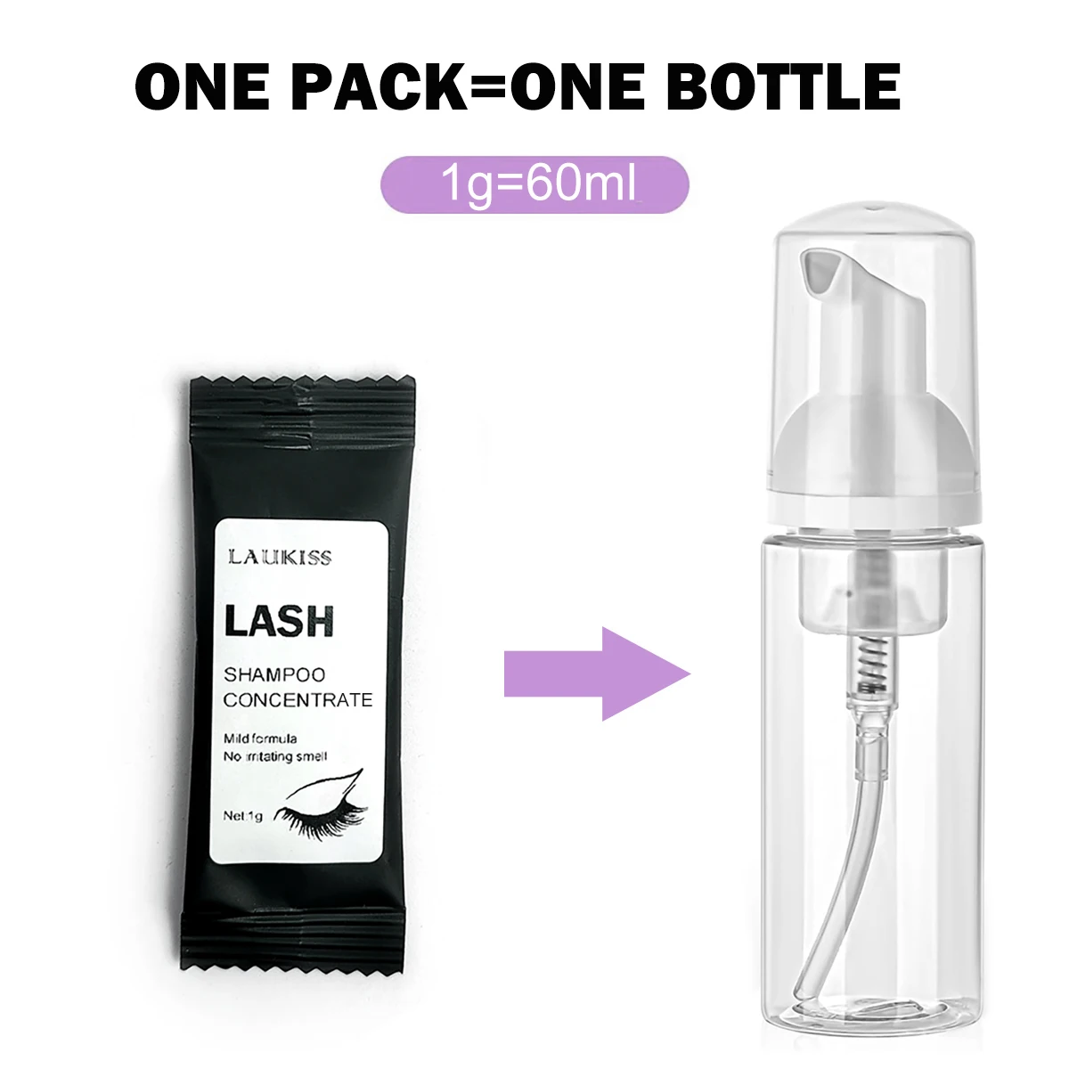 New Concentrate Mousse Eyelash Foam Cleanser For Lash Extension Shampoo Concentrated With Brush and Empty Bottle Makeup Tool Set