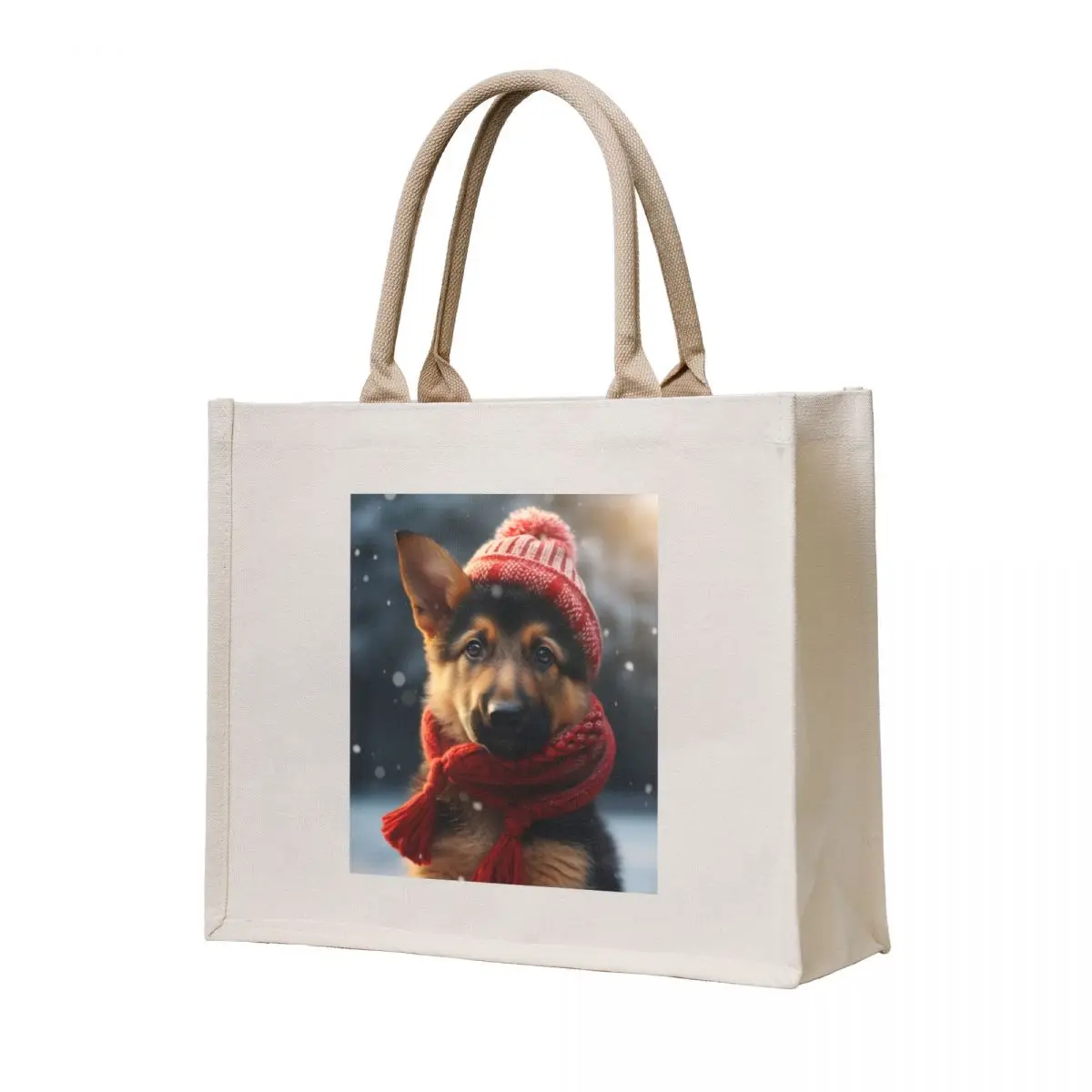

Snow Cute!German Shepherd Puppy. Tote Bag tote bags aesthetic canvas shopping bag shopper bag women canvas