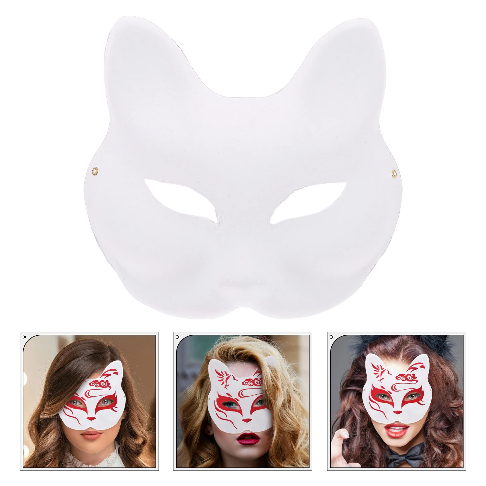 

10Pcs Fox Costume Mask Blank White Craft Paper Half Face Animal Mask DIY Paintable Lightweight Halloween Cosplay
