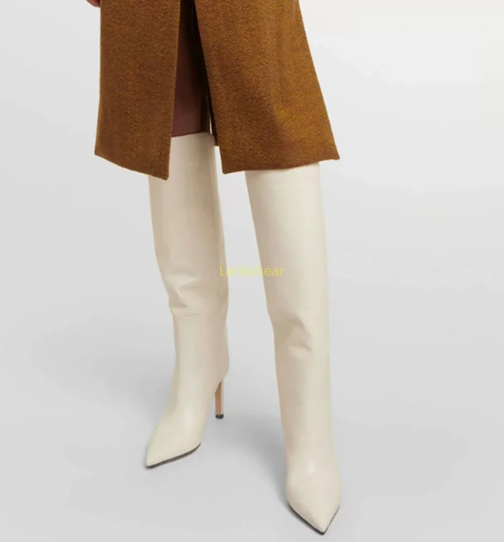 

Suede Knee High Slouchy Boots Sexy Pointed Toe Stlietto Sewing Buckle Decor Solid New Arrivals Fashion Women Runway Boots