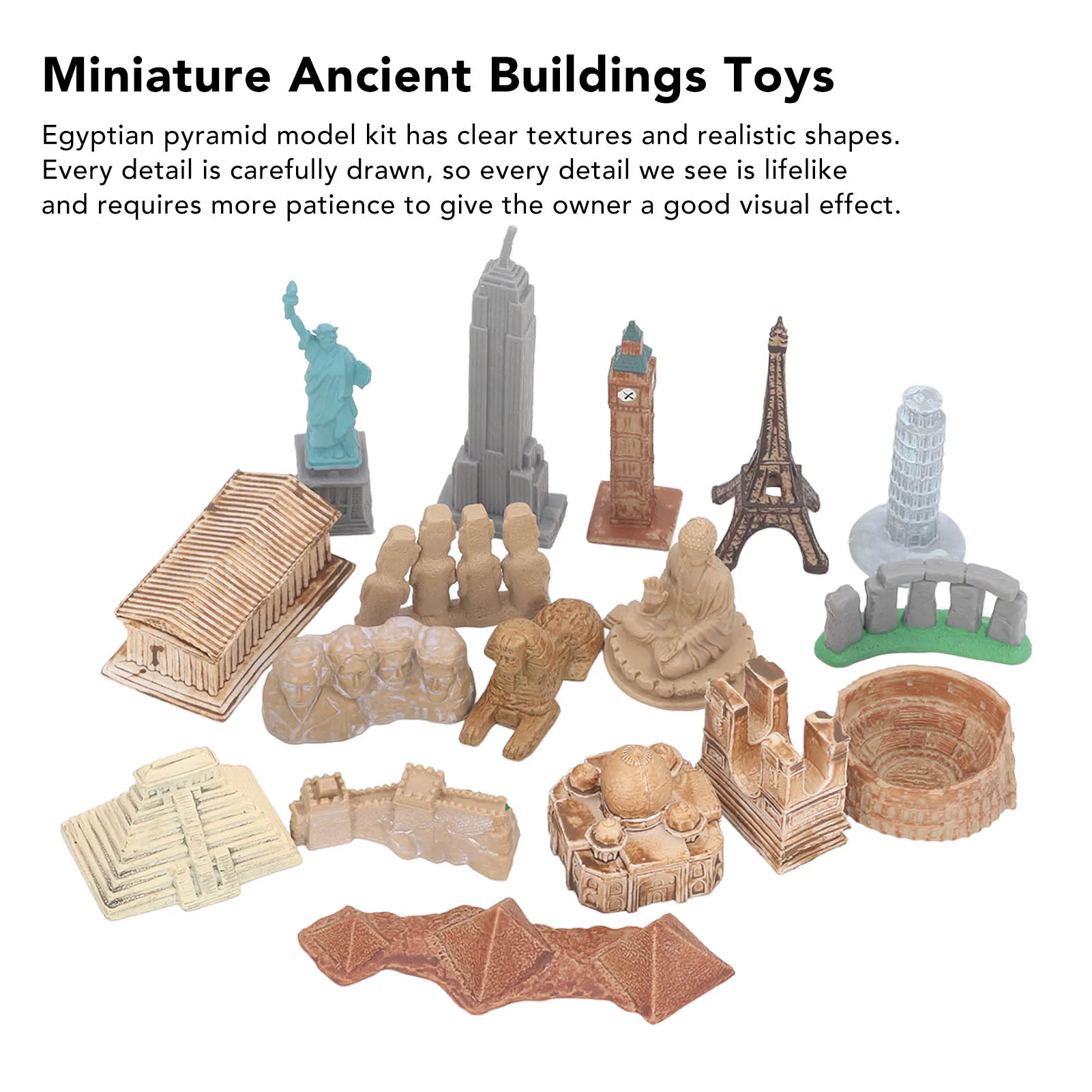 17Pcs Miniature Ancient Buildings Model Around The World City Miniatures Building Egyptian Pyramid Models Kit Ancient Egypt Toys