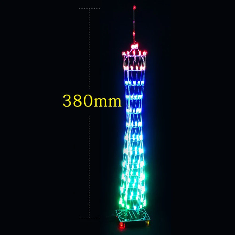 Zestaw DIY LED Mała Wieża Guangzhou Kolorowe Płynące Światła Elektroniczny Zestaw z Pilotem Płytka PCB Zestaw do Ćwiczeń Lutowania DIY — zdjęcie produktu 3