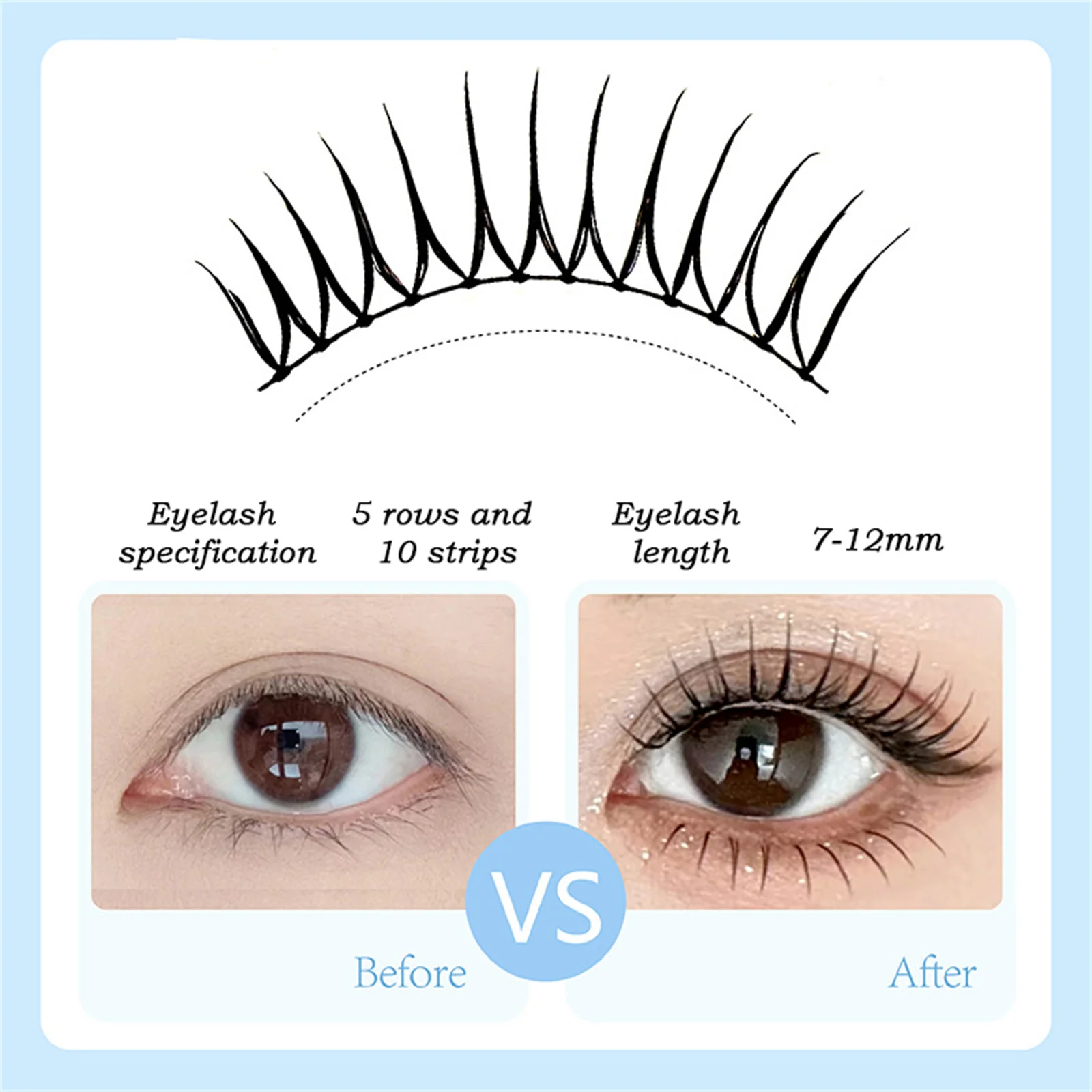 Ciglia finte stile coreano Ciglia dall'aspetto naturale Materiale in fibra morbida e strisce di arricciatura C per l'uso quotidiano Ciglia da salone fai-da-te