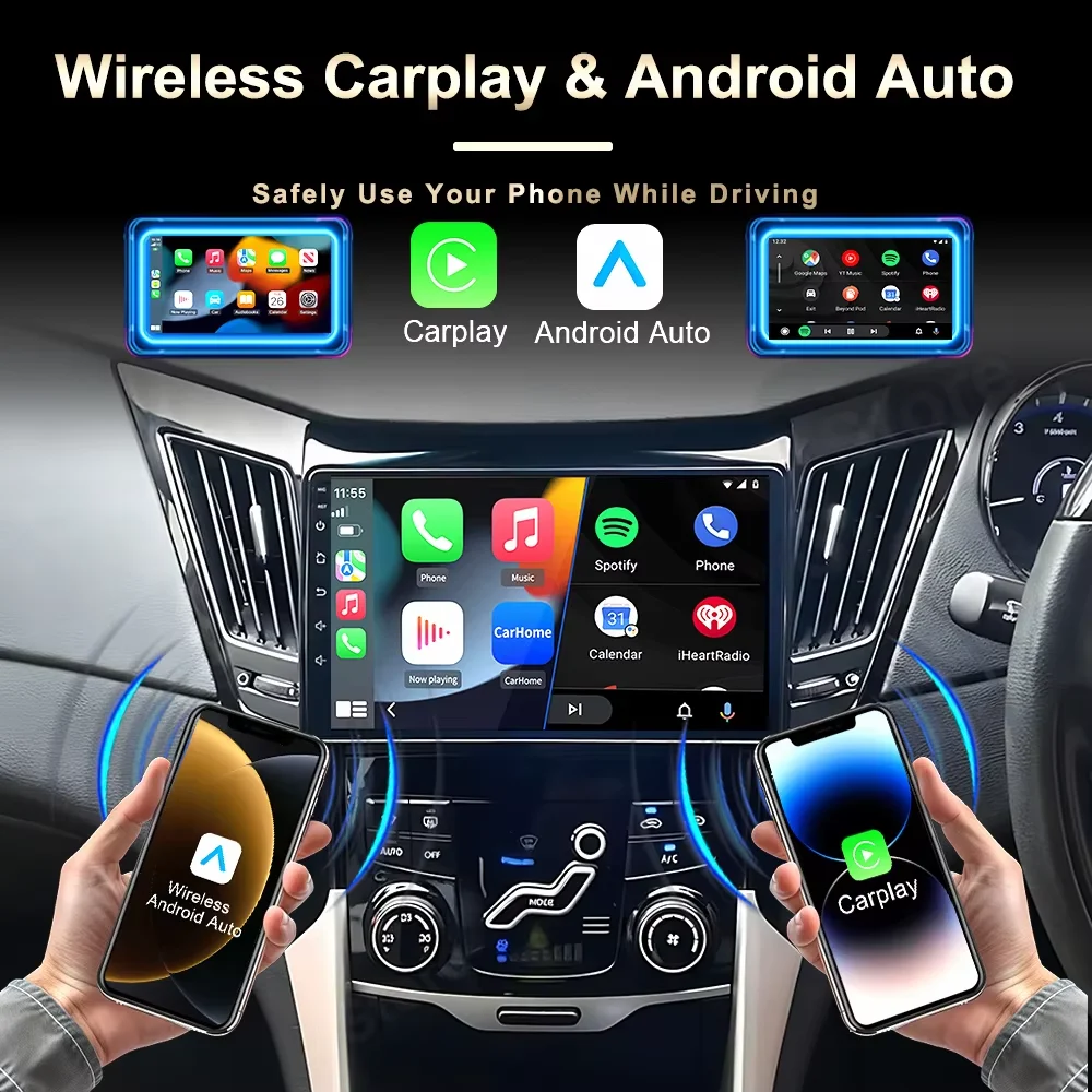 Android 16 para Hyundai Sonata 6 YF 2009-2014, Reproductor Multimedia Estéreo Inalámbrico ZLink CarPlay de 8 Núcleos con Control del Volante 2