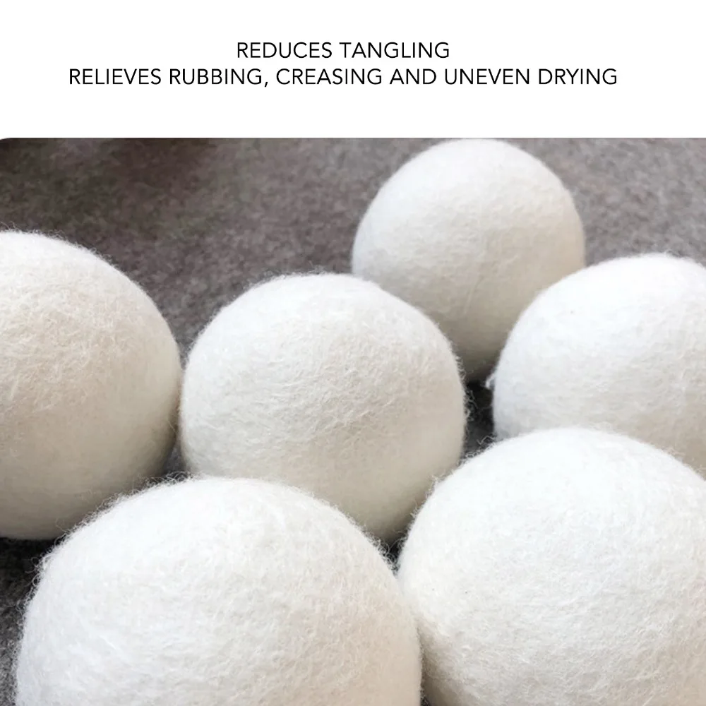 6pcs High Density Wool Drying Balls 4cm/1.6in Reduce Static Electricity Wool Dryer Balls Adsorb Impurities Soft Wool