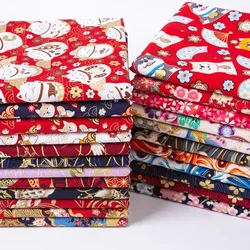 High-grade 100% Cotton Printed Fabrics Japanese Per Meter for Clothes DIY Skirts Sewing Breathable Flower Pattern Bronzing Cloth