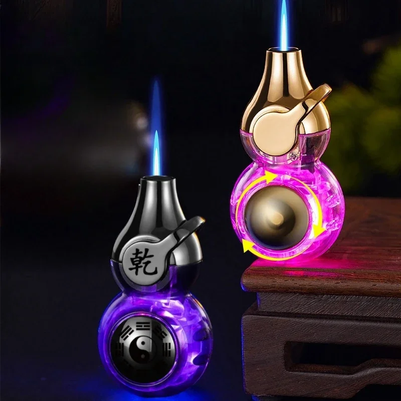 

Luminous Gourd Lighter Transparent Color Light Ignition Cooling and Pressure Reducing Dial Straight in Windproof Lighter Gift