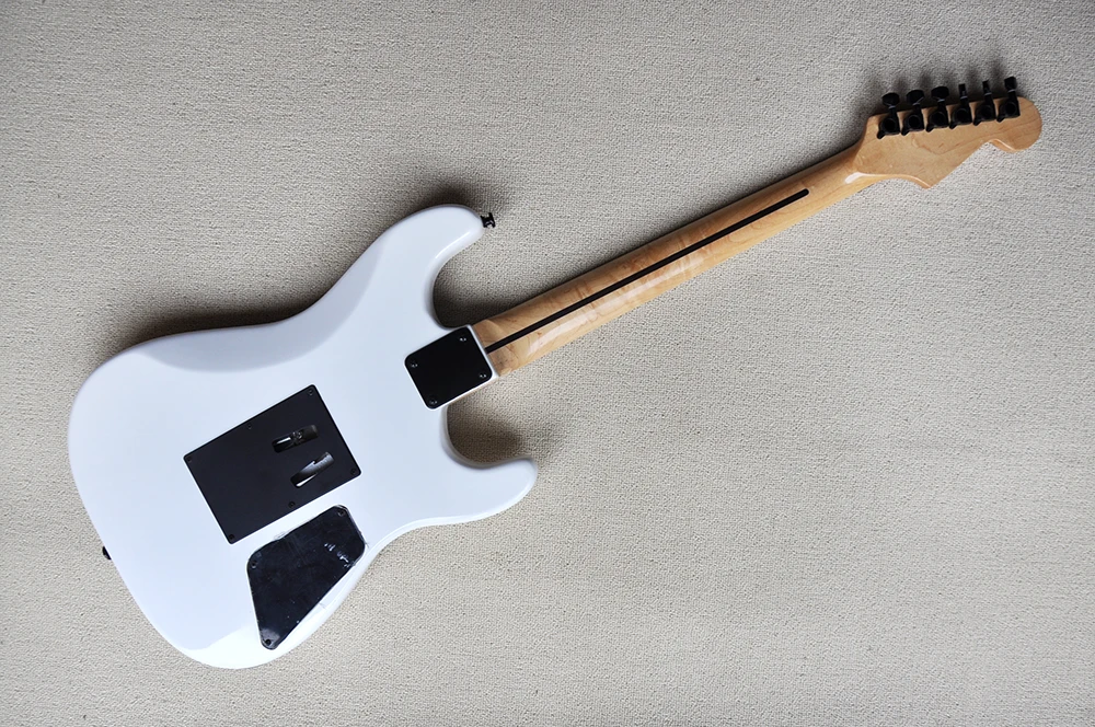 6 Strings White Left Hand Electric Guitar with Tremolo Bridge,Maple Fretboard,Can be Customized