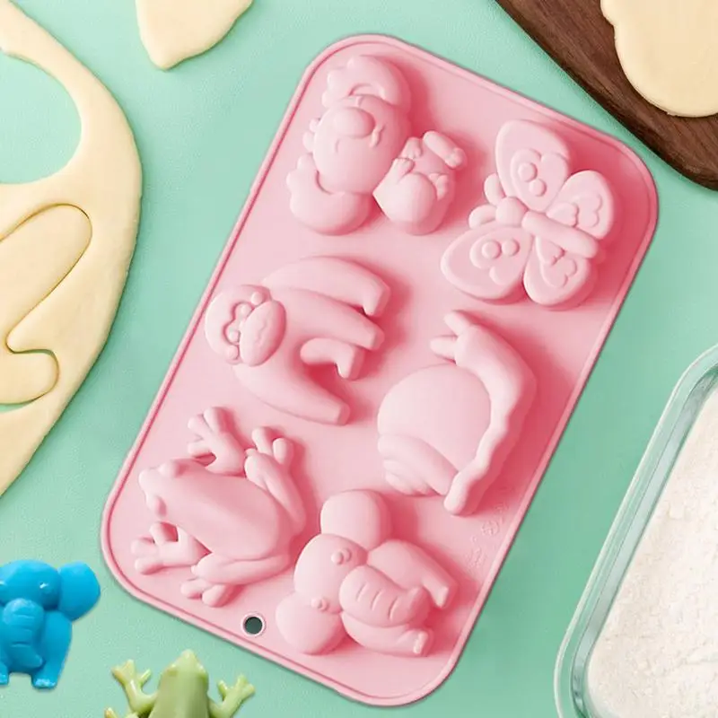 Animal Silicone Molds Candy Chocolate Molds Silicone 6-Cavity Silicone Baking Mould For Gummy Cake Chocolate Candy Dessert