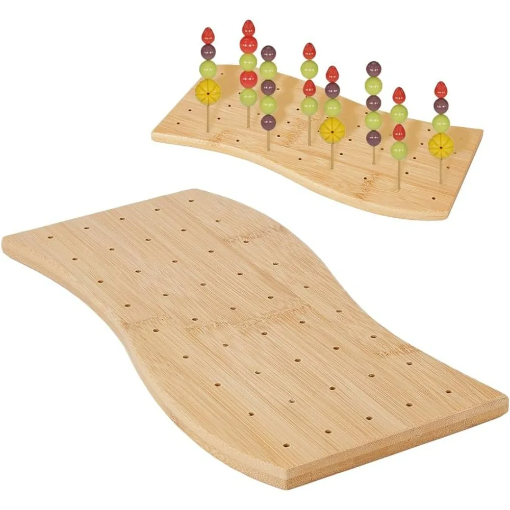 1pc 45Holes Bamboo Food Holder Fruit Kabob Stand  Display Appetizer Stand Party Food Presentation Entertaining and Serving