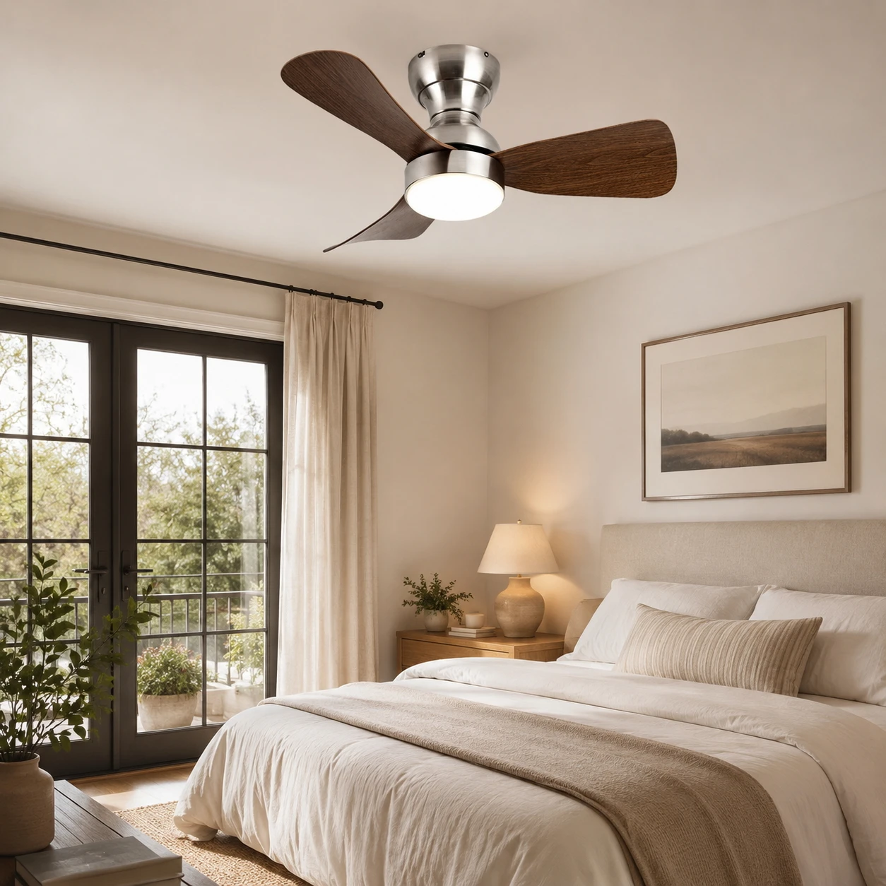 28 inch Ceiling Fan Light LED40W Dimmable Smart DC Brushless Motor Offline Voice Control 6-Speeds Fan Lamp for Home Bedroom Deco