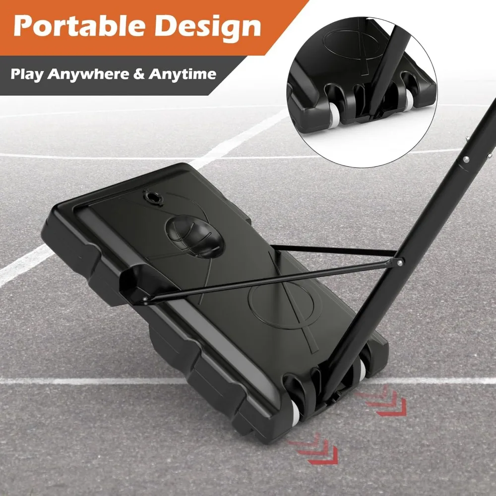 調節可能な屋外バスケットボールフープ 4.9～10フィート、耐衝撃性バックボード、充填可能なベース、強化された安定性を備えています。