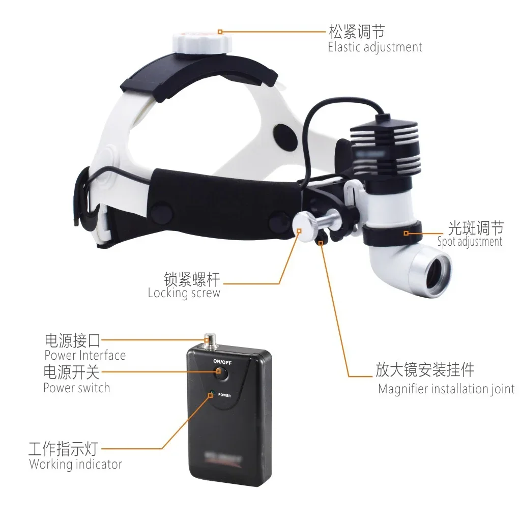 AmywellMED 5W LED كشاف أمامي لجراحة الأنف والأذن والحنجرة عن طريق الفم عالي الطاقة مصباح أمامي للفحص الجراحي العميق