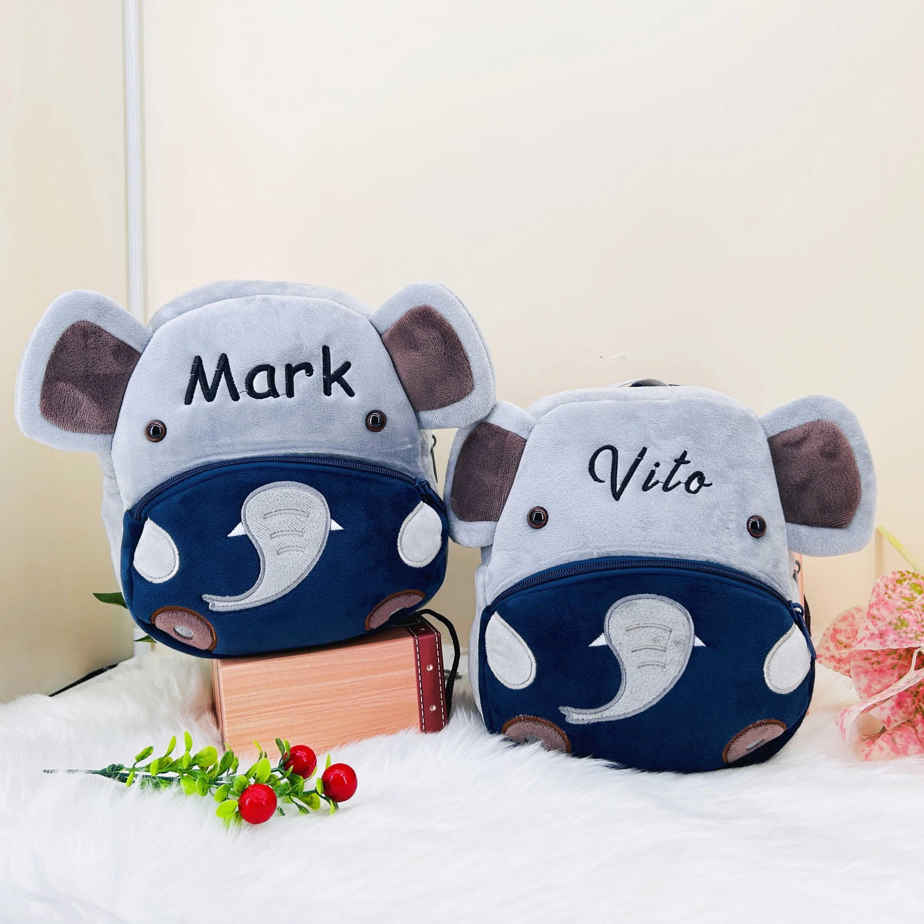 Cartoon plush backpack bag with custom name for kids  Toddler School Bag school bag for boys kids