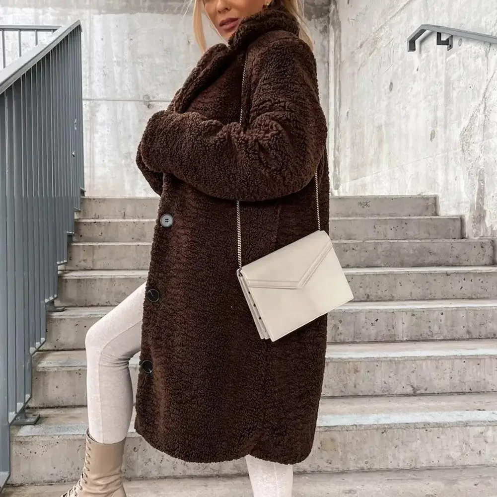 Autumn Winter Long Coat Woman Faux Fur Overcoat  Warm Ladies Fur Teddy Jacket Plush Thicken Teddy Coat Outwear