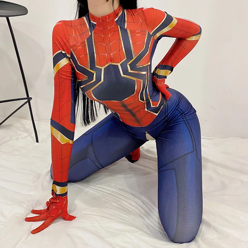 Anime Sexy Zipper Open Crotch Cosplay Bodysuit Roleplay Tights Fancy Dress Men Women Halloween Costume Red Blue Spandex Cosplay