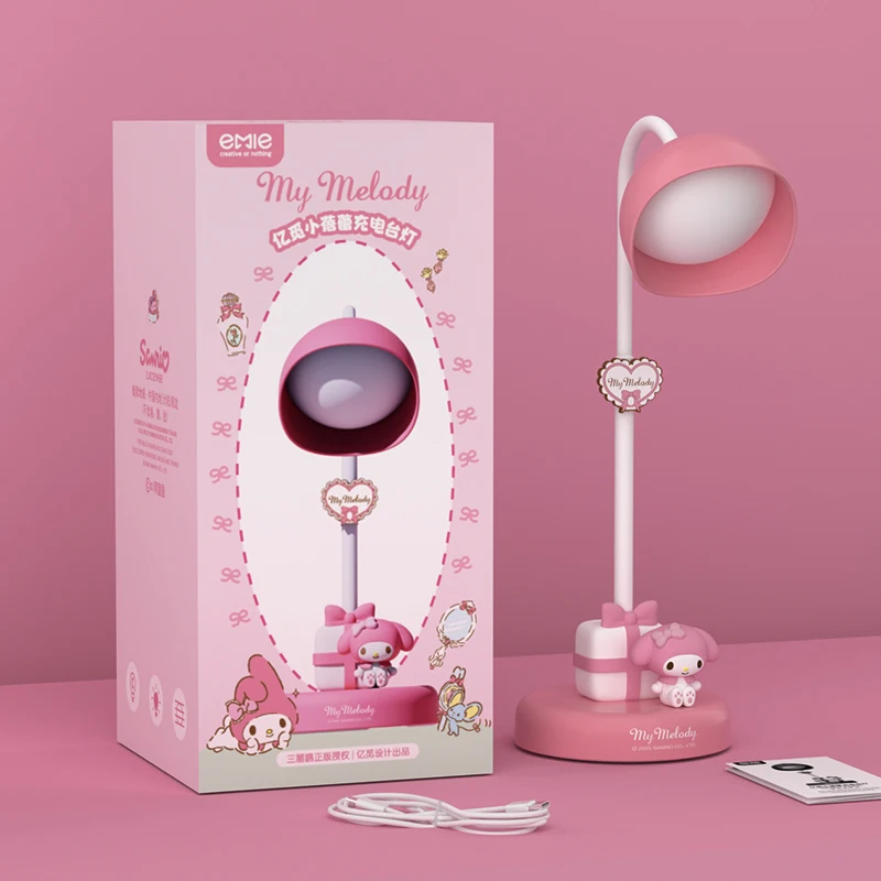 

Authentic Sanrio Melody Hellokitty Desk Lamp Charging Eye Protection Bedroom Bedlight Ornaments Birthday Gift Student Dormitory