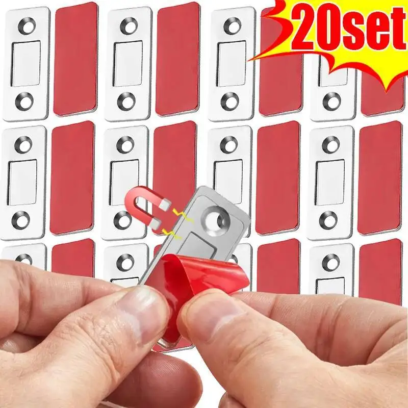 

20/1Set Magc Catch Door Closed Magnets Sheet Adhesive Home Closet Drawer Cabinet Window Magnet Latches Ultra-Thinneti