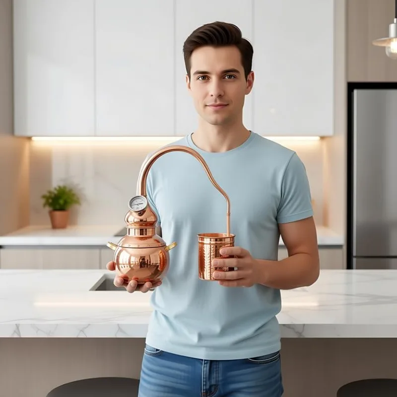 Pure Copper Distiller Essential Oil Hydrosol Extraction Home Use Aromatherapy Tool
