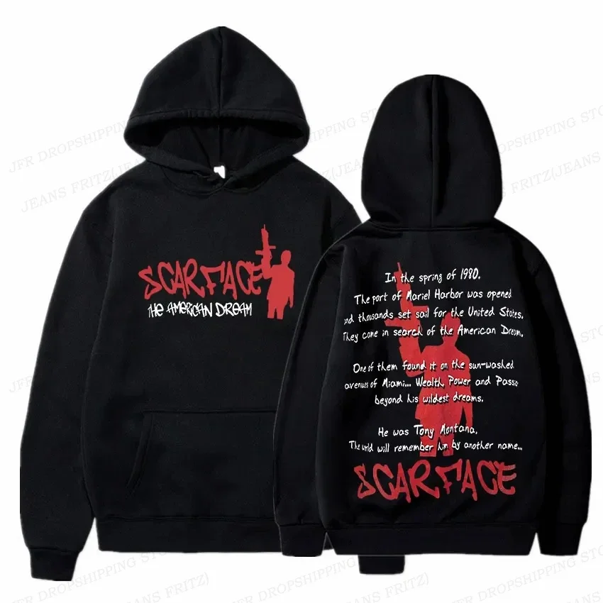 Movie Scarface Hoodies Men Women Fashion Hip Hop Hoodie Kids Coats Women Sweats Tony Montana Clothing Women's Tracksuits Girl