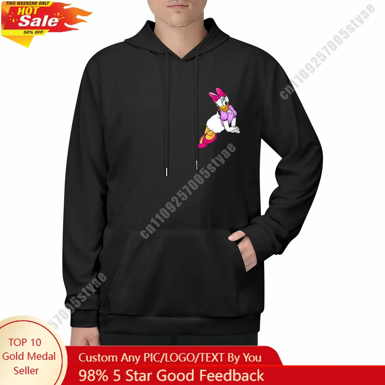 

Daisy Duck Hoodie Custom Designed Disney Cartoon Your Photo Logo Double Sided Printing Adult Size Windproof Cold Resistant