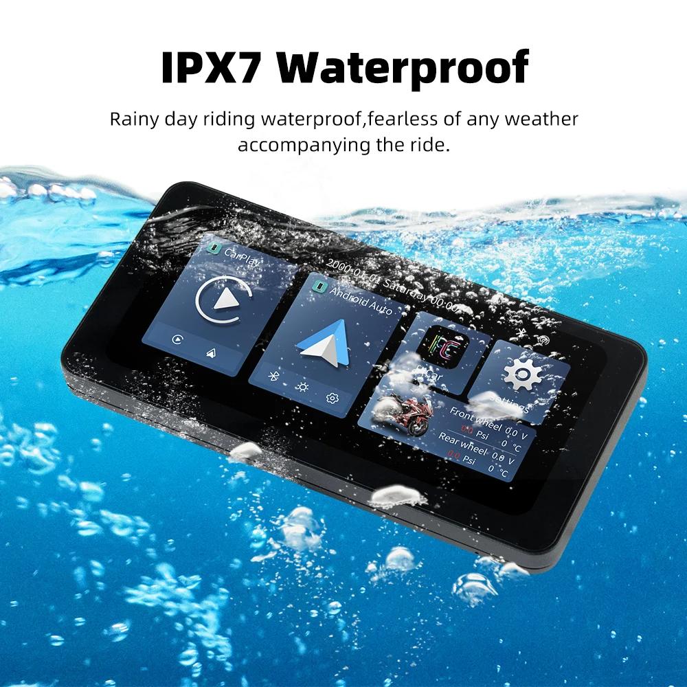 EKIY 6.3inch  GPS Navigation Motorcycle IPX7 Waterproof  CarPlay Display Screen Portable Motorcycle Wireless Android Auto