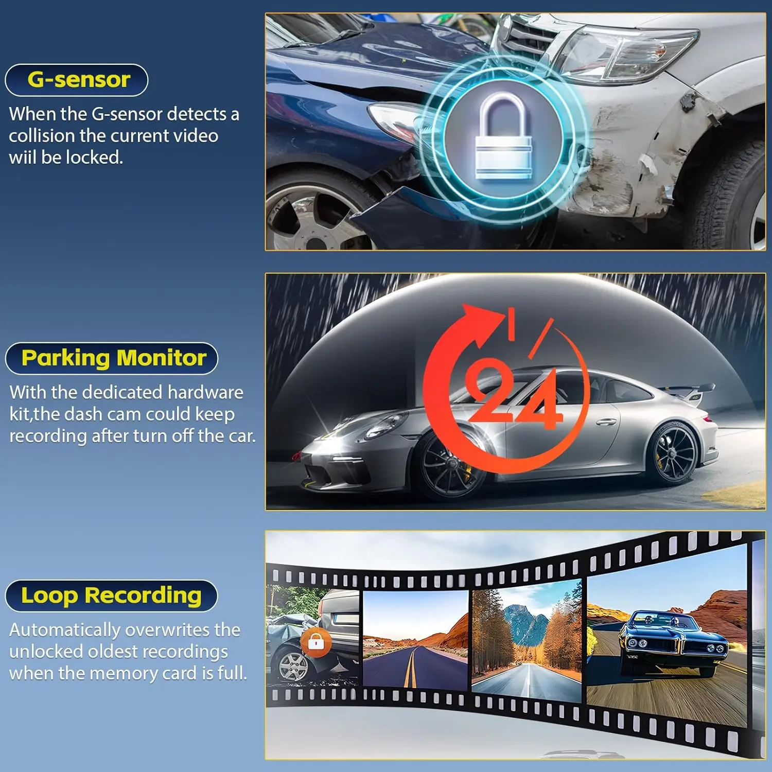 DVR Dash Rear View Mirror 3 Channels with Wifi Front and Cabin Video Recorder car black box