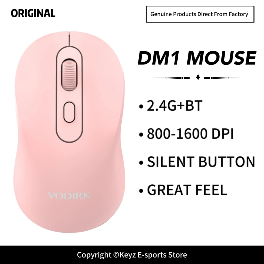 Dual Mode Wireless Mouse DM1Bluetooth 5.2 2.4G Silent Click Ergonomic 3 Adjustable DPI Long Battery Life for Office Home