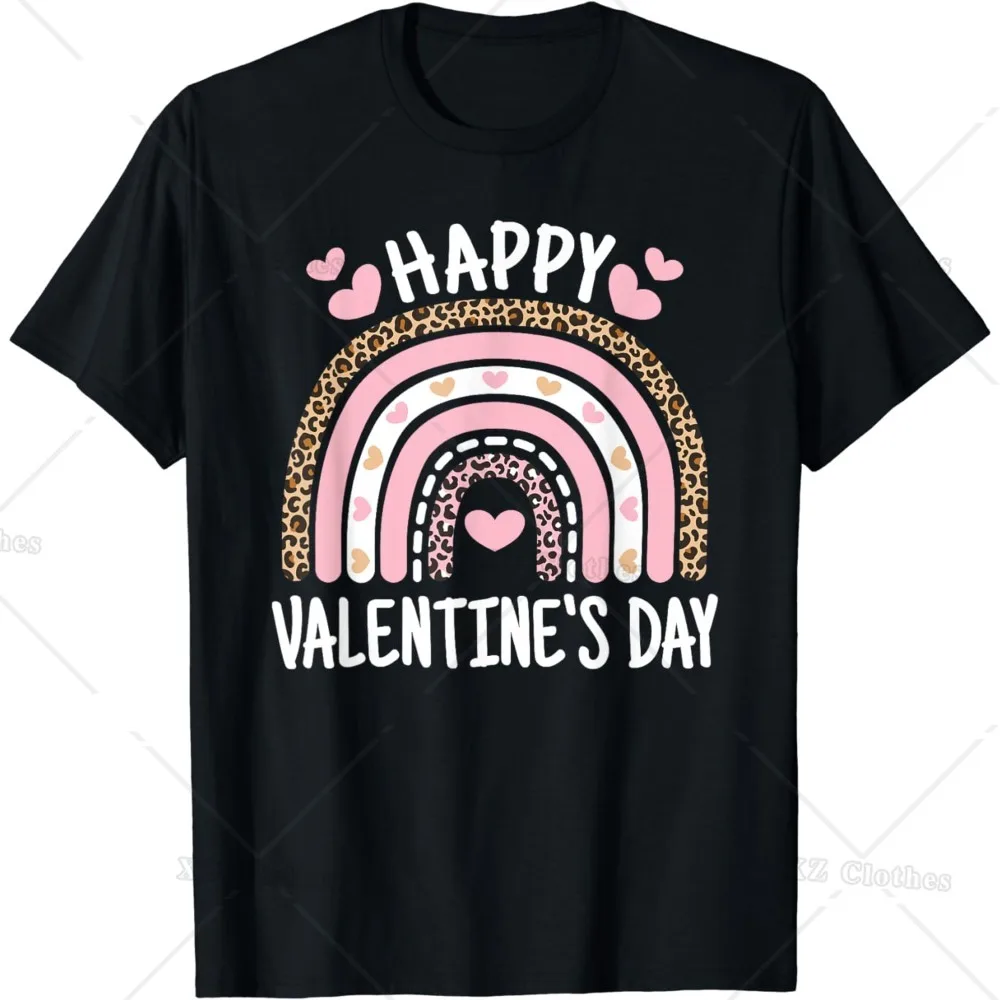 Happy Valentines Day Leopard Rainbow T-Shirt