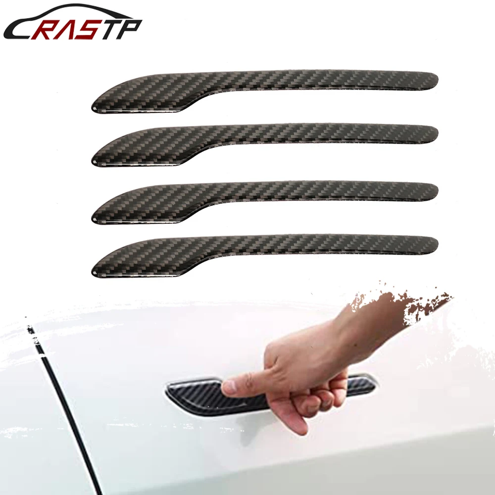 

RASTP- New Carbon Fiber Door Handle Cover Protector Sticker Exterior Decoration Accessories For 2016-2023 Model 3 Y X S LKT105