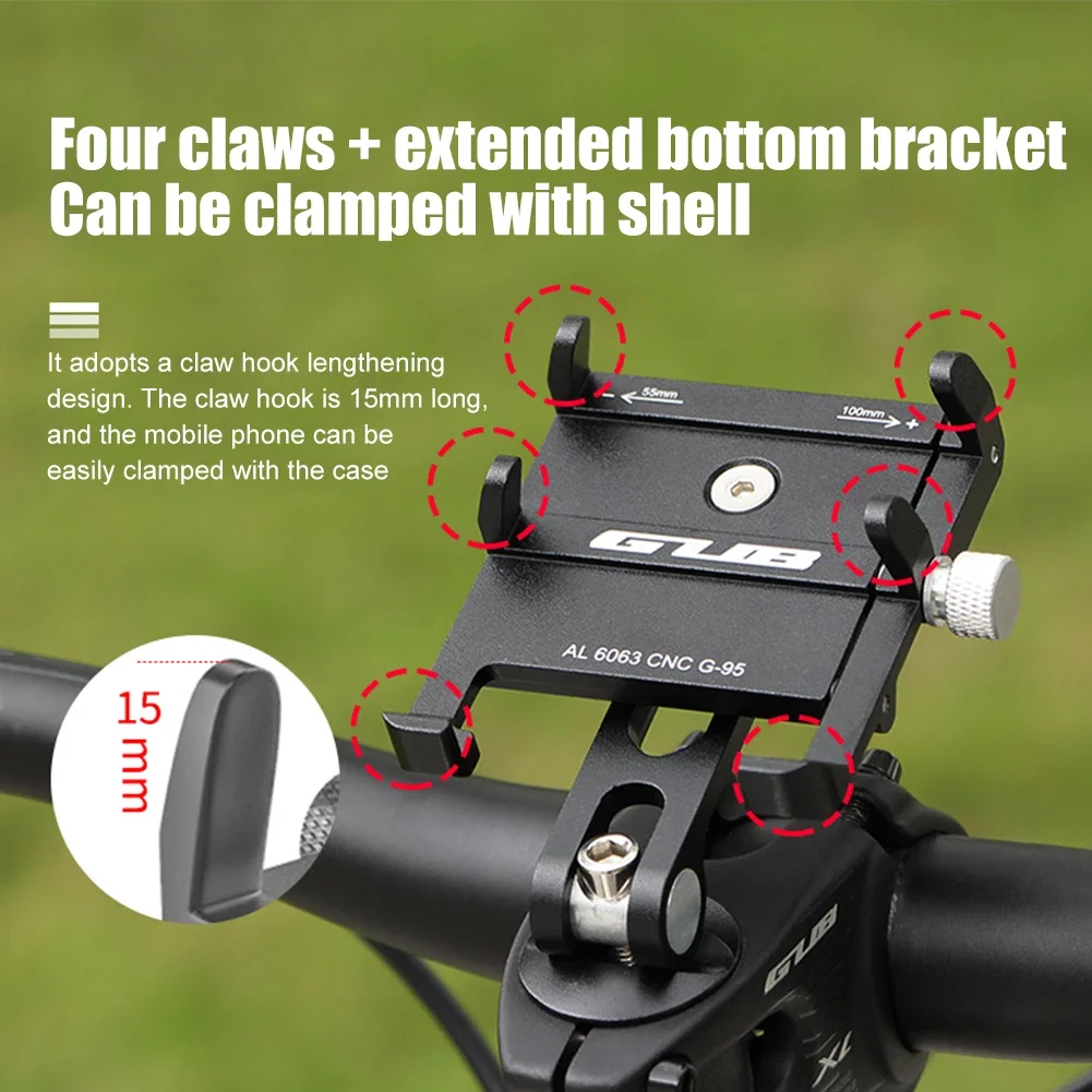 GUB Bicycle Stem CellPhone Mount Adjustable Aluminum Alloy Mobile Phone Support Mount Centered Installation Cycling Equipment