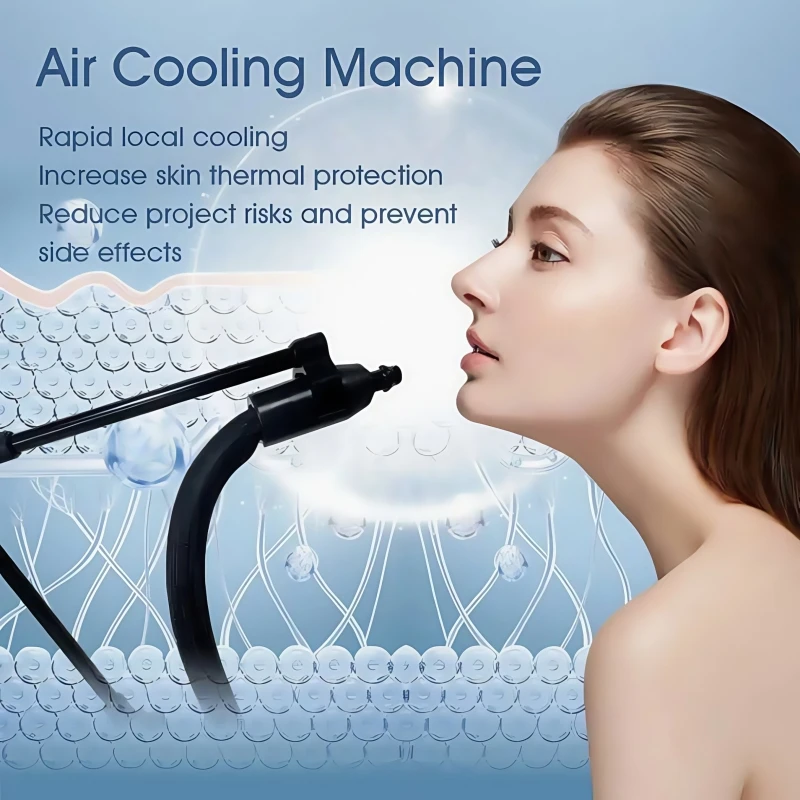 Refrigeração Zimmer Resfriador de superfície da pele para alívio da dor conectado com dispositivo de alexandrita de picossegundo Máquina de resfriamento de ar