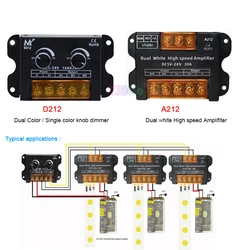 5V ~ 24V 12V CCT pokrętło wyłącznik ściemniacza, WW CW podwójny biały, szybki regenerator sygnału wzmacniacza, podwójny kolor kontroler taśmy ledowej