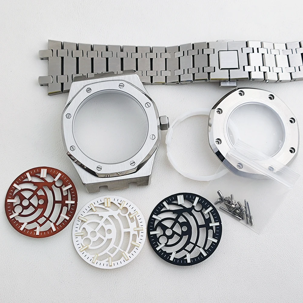 Luxury Watch With Green Dial - 42 ミリメートル時計ケース NH70 高級ケース 31.8 ミリメートル中空グリーン夜光ダイヤルステンレス鋼ケース