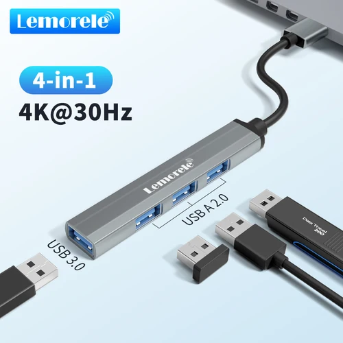 Lemorele USB Hub tipo C Hub USB3.0 OTG 4 puertos USB C/A HUB adaptador multidivisor accesorios de ordenador portátil para Lenovo Macbook Pro